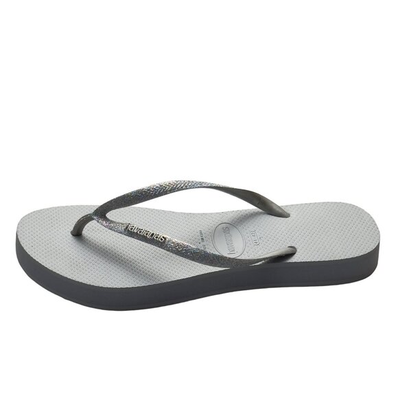 Women’s Shoes HAVAIANAS Gray Flip Flops Flat Rubber Glitter Straps Size Eu 41/44 - Picture 5 of 10